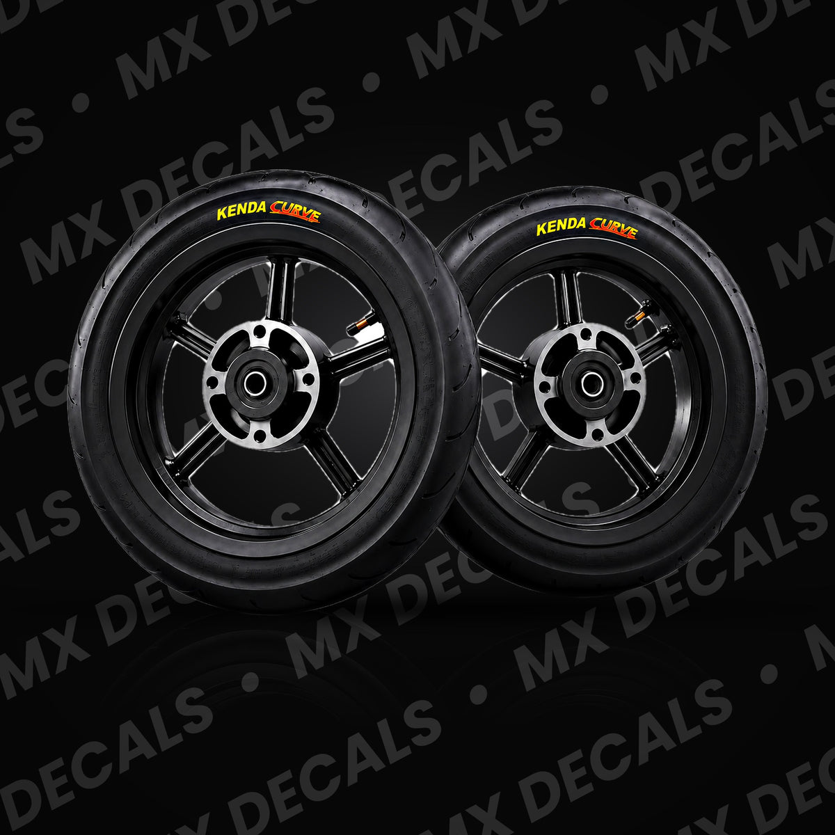 Black 12 inch Kenda Curve supermoto wheelset