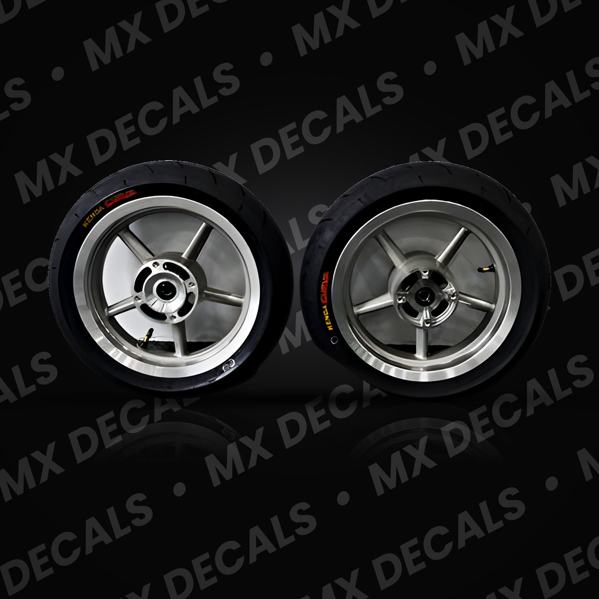 Chrome 12 inch Kenda Curve supermoto wheelset