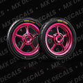 Pink 12 inch Kenda Curve supermoto wheelset