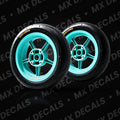 Teal 12 inch Kenda Curve supermoto wheelset